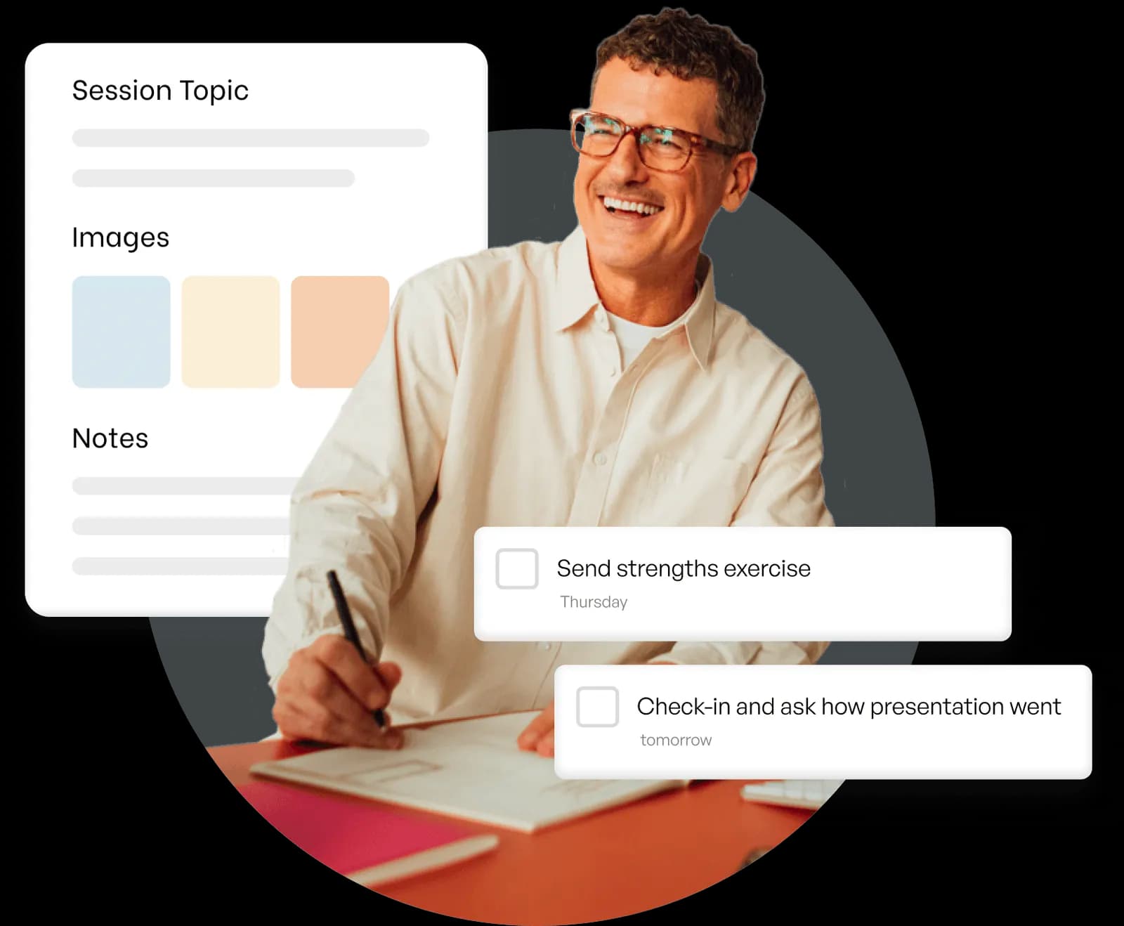 Resonant client portal showing session notes and client details